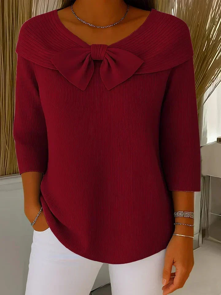 Tivella™ | Jumper with Bow and Round Neckline