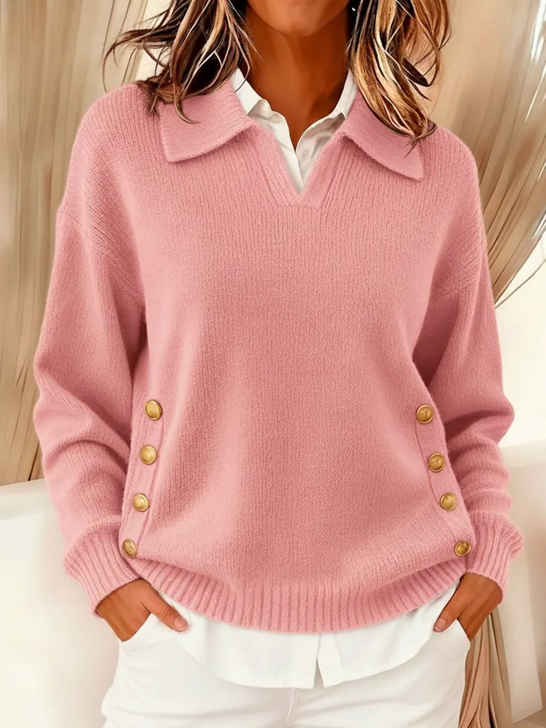 Vynette™ | V-Neck Jumper with Collar