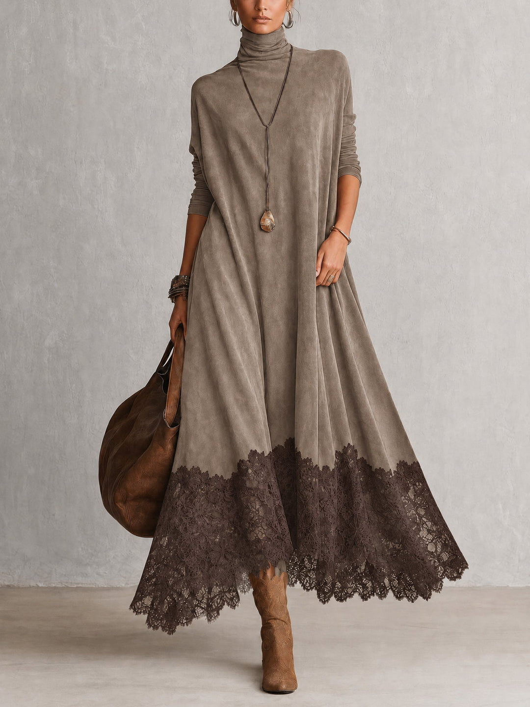 Porzia | Elegant Long Dress with Decorative Hem