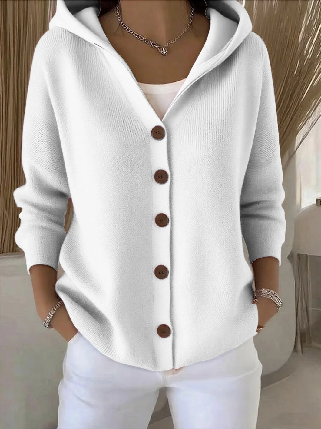 Darienne™ | Knitted Cardigan with Hood and Buttons