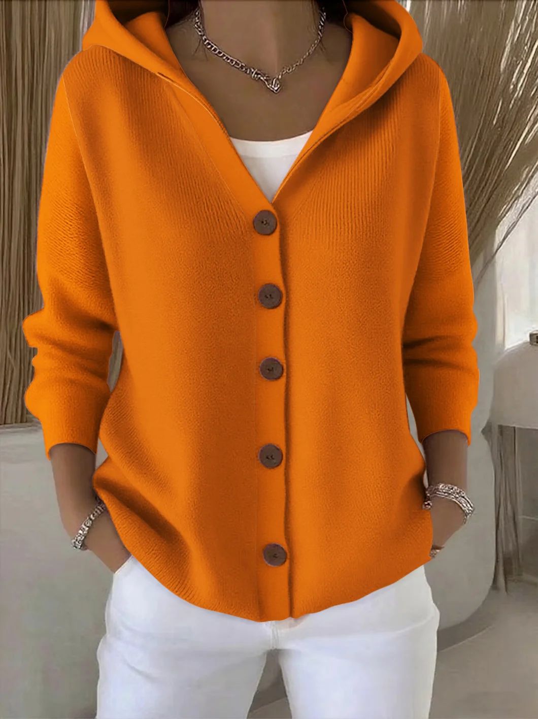 Darienne™ | Knitted Cardigan with Hood and Buttons
