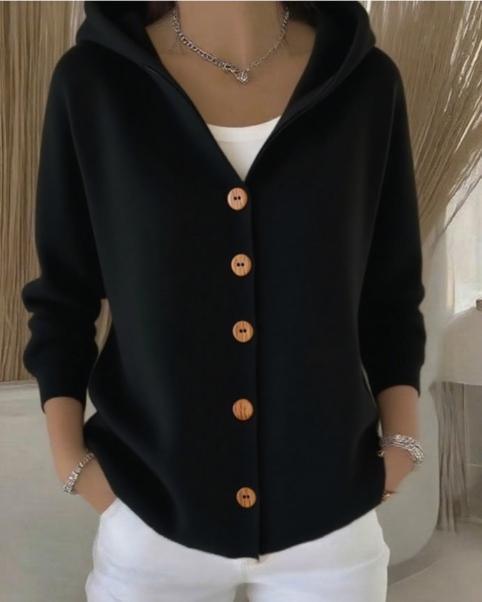 Darienne™ | Knitted Cardigan with Hood and Buttons