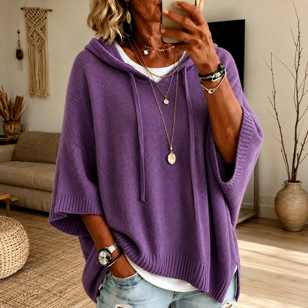 Elodie | Hooded Poncho Sweater
