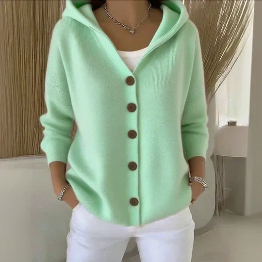 Darienne™ | Knitted Cardigan with Hood and Buttons