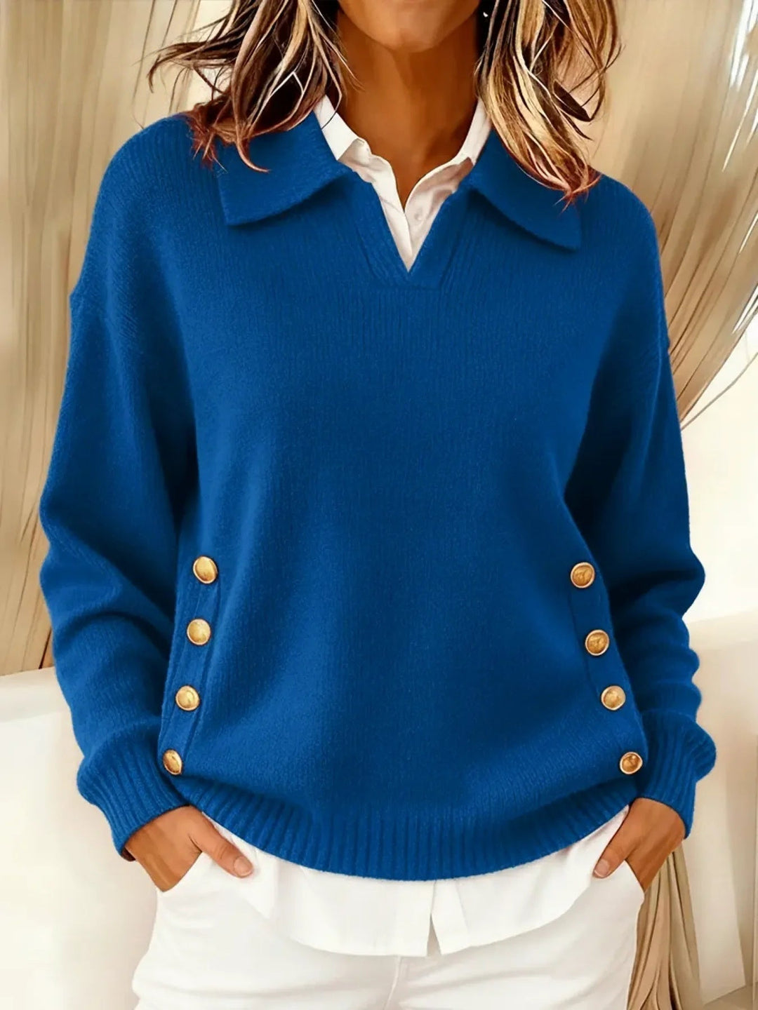 Vynette™ | V-Neck Jumper with Collar
