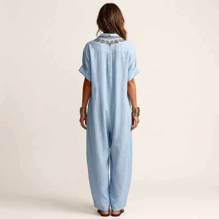 Amarina | Floral V-Neck Collar Maxi Dress