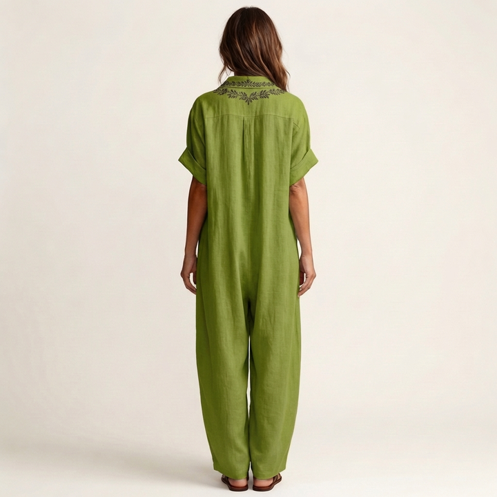 Amarina | Floral V-Neck Collar Maxi Dress