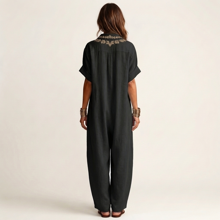 Amarina | Floral V-Neck Collar Maxi Dress