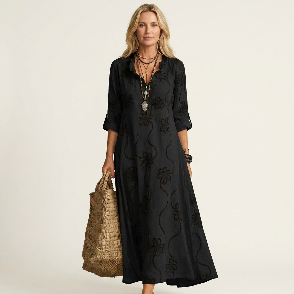 Mariam | Maxi Dress with Tonal Floral Detail