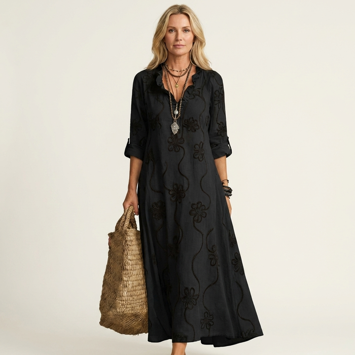 Mariam | Maxi Dress with Tonal Floral Detail