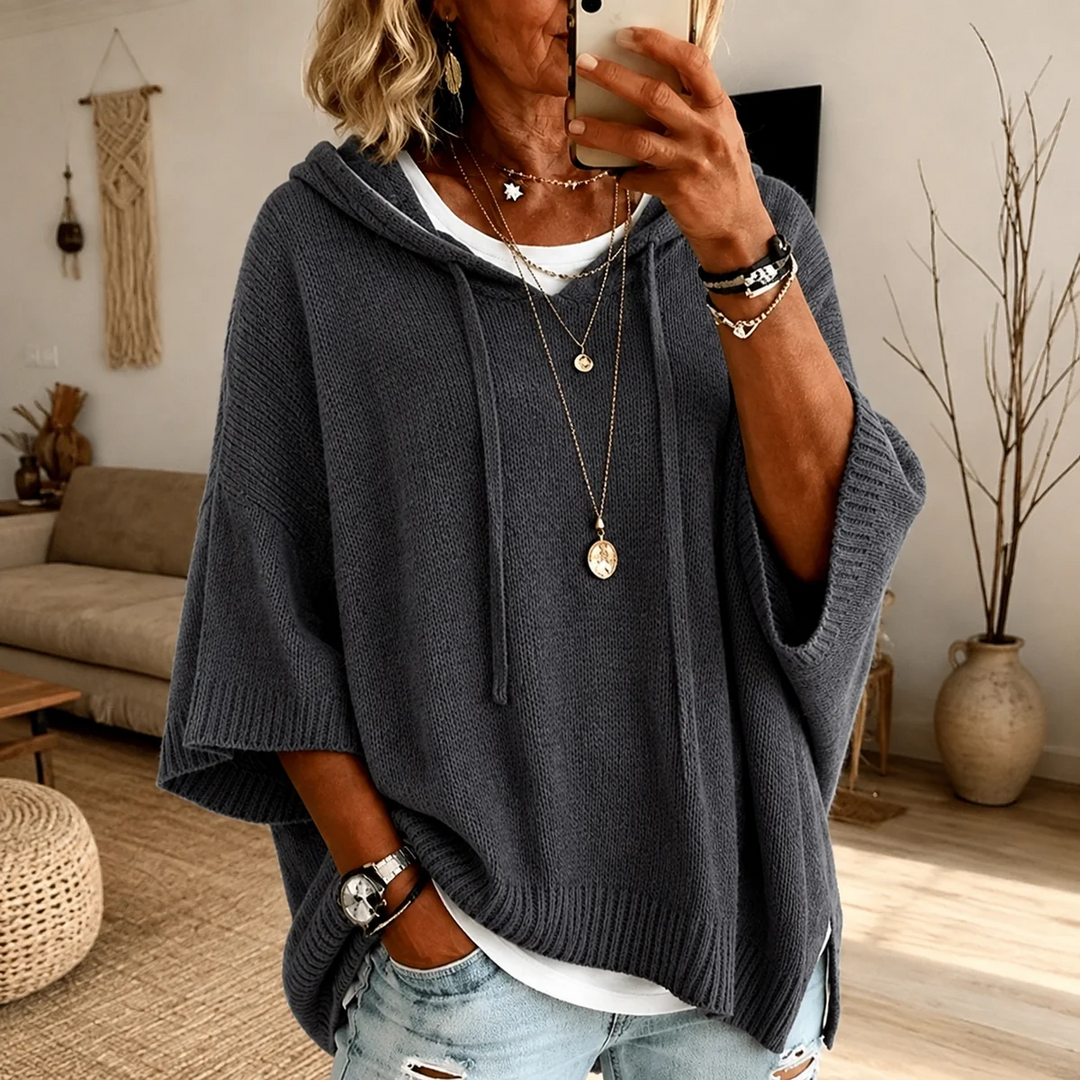 Elodie | Hooded Poncho Sweater