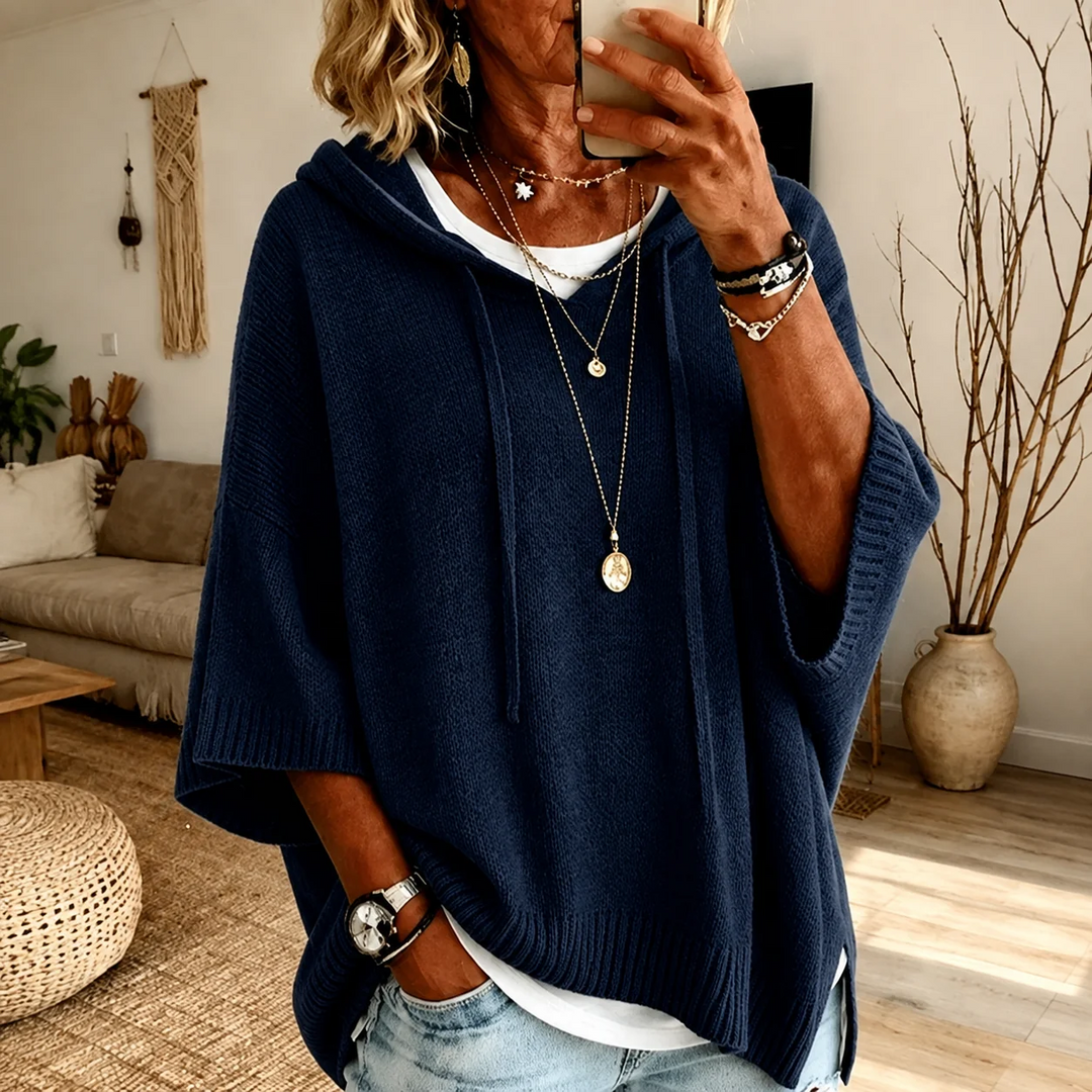 Elodie | Hooded Poncho Sweater