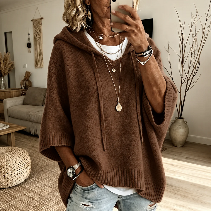 Elodie | Hooded Poncho Sweater