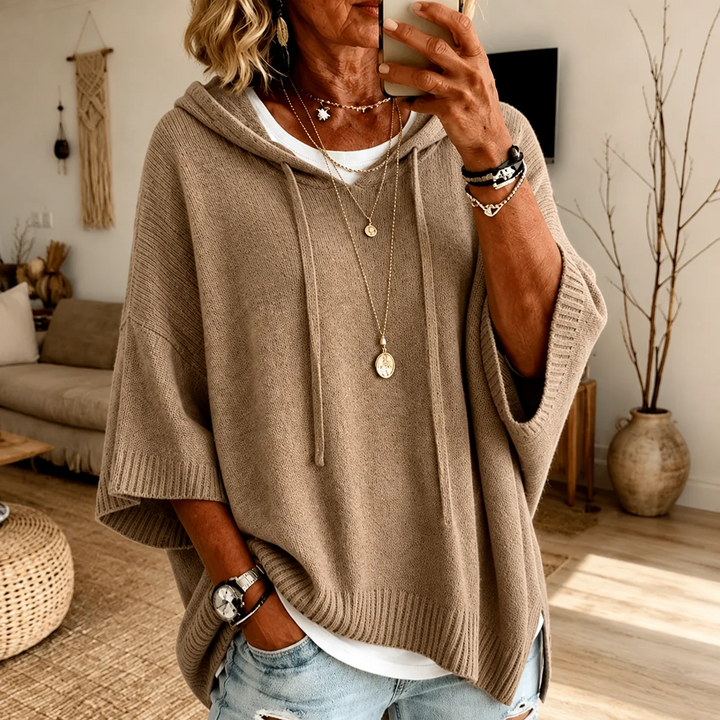 Elodie | Hooded Poncho Sweater