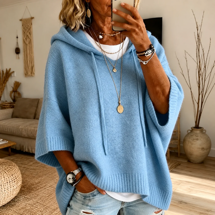 Elodie | Hooded Poncho Sweater
