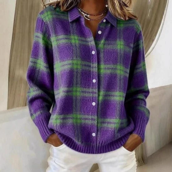 Sofia | Check Knit Cardigan