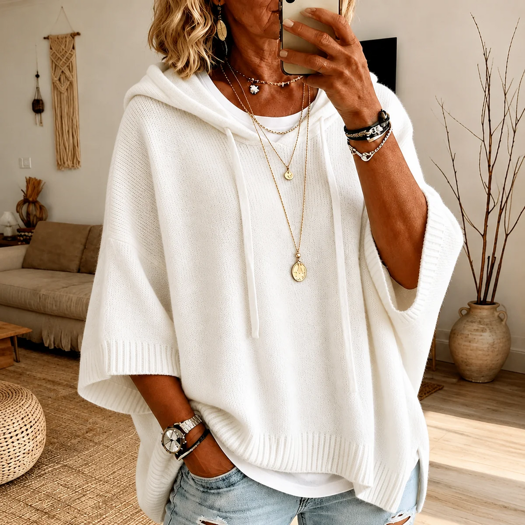 Elodie | Hooded Poncho Sweater