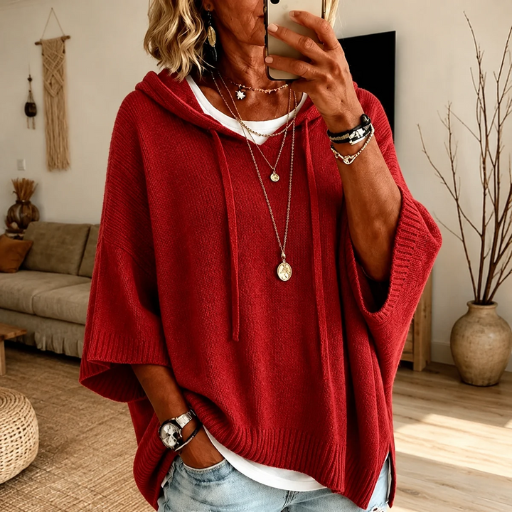 Elodie | Hooded Poncho Sweater