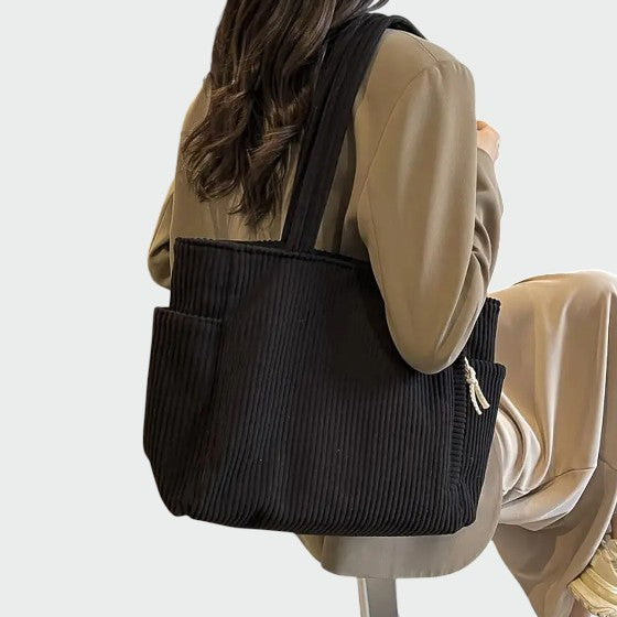 Tilda – Ribbed Tote Bag with Cord Detail