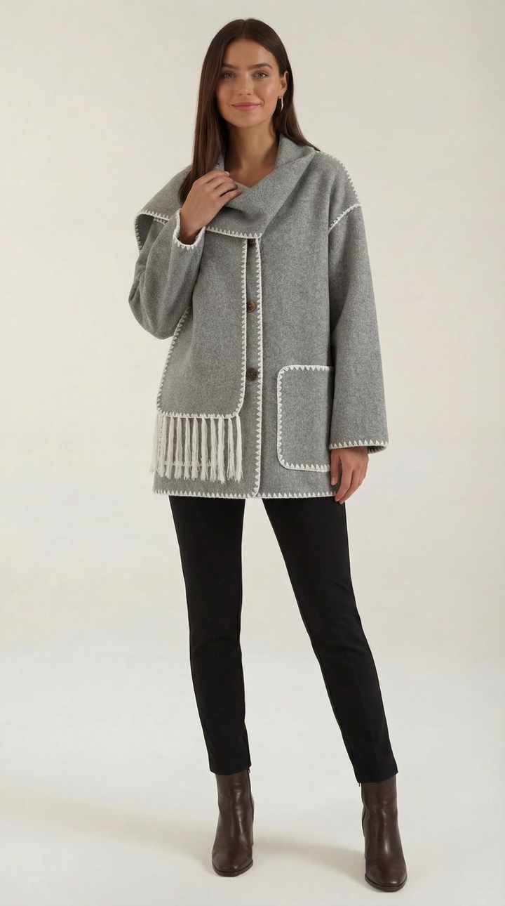 Catherine jacket with contrast scarf