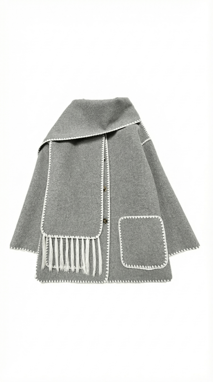 Catherine jacket with contrast scarf