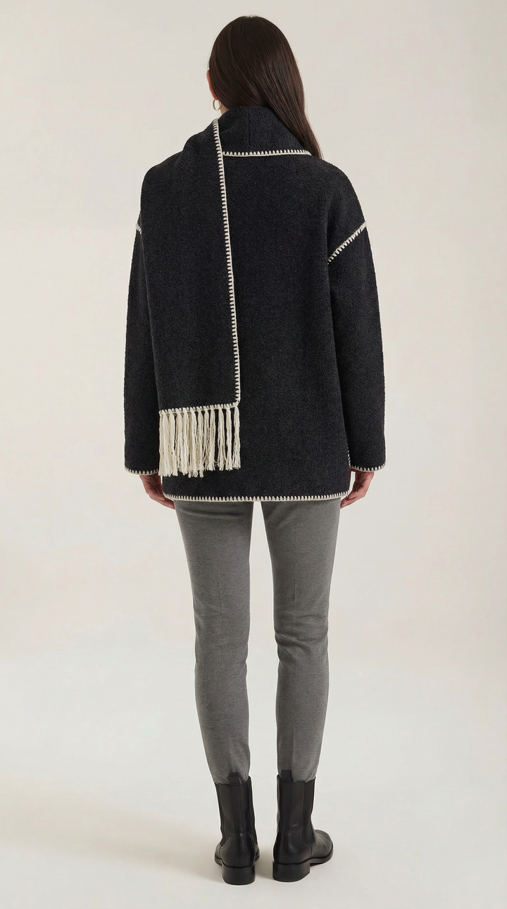 Catherine jacket with contrast scarf
