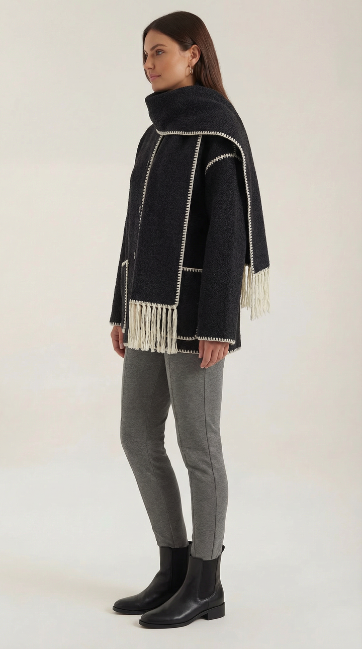 Catherine jacket with contrast scarf