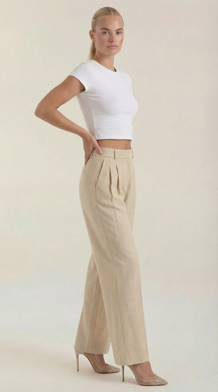 Courtney High-Waisted Pleated Trousers