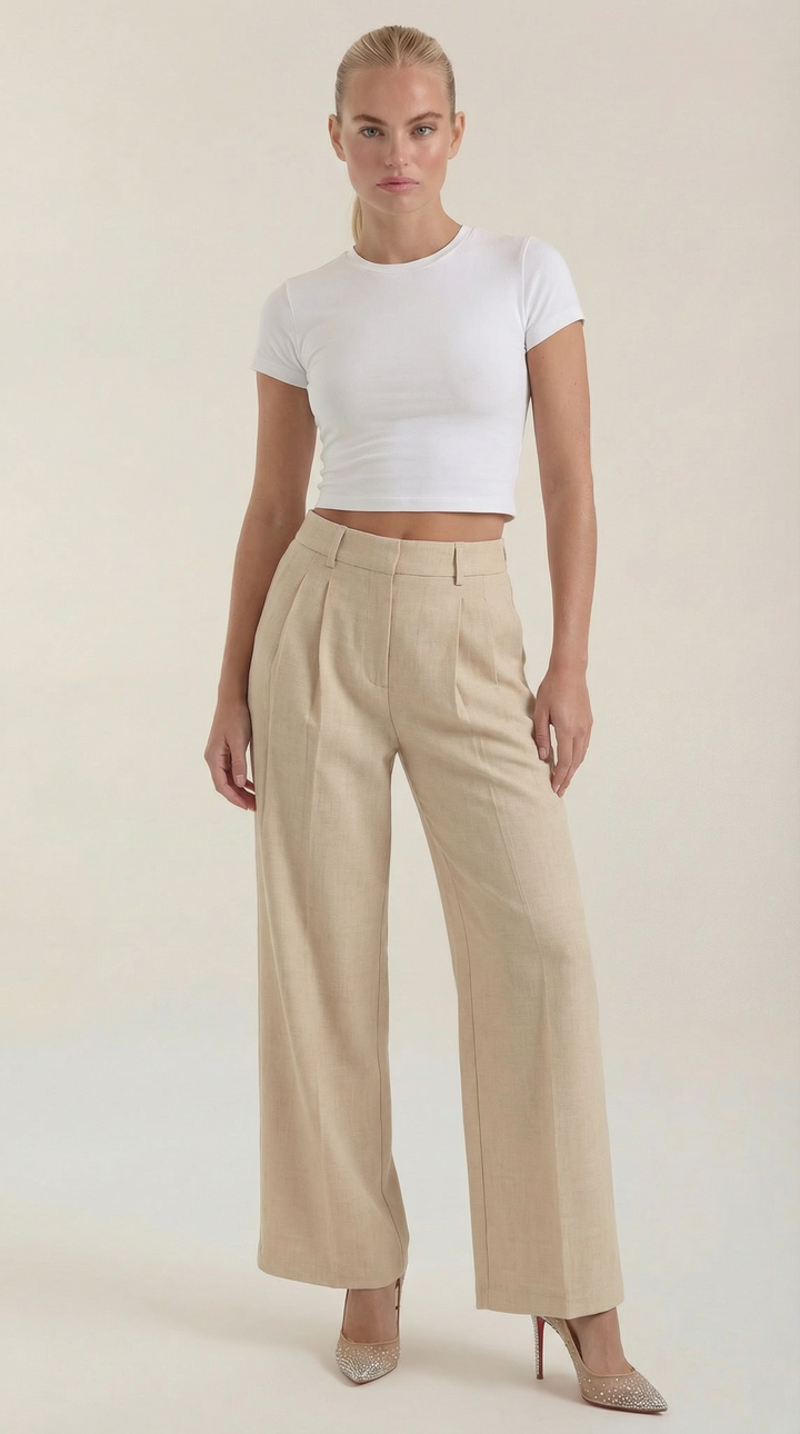 Courtney High-Waisted Pleated Trousers