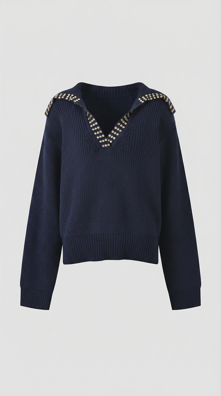 Darlene wool sweater with studded collar