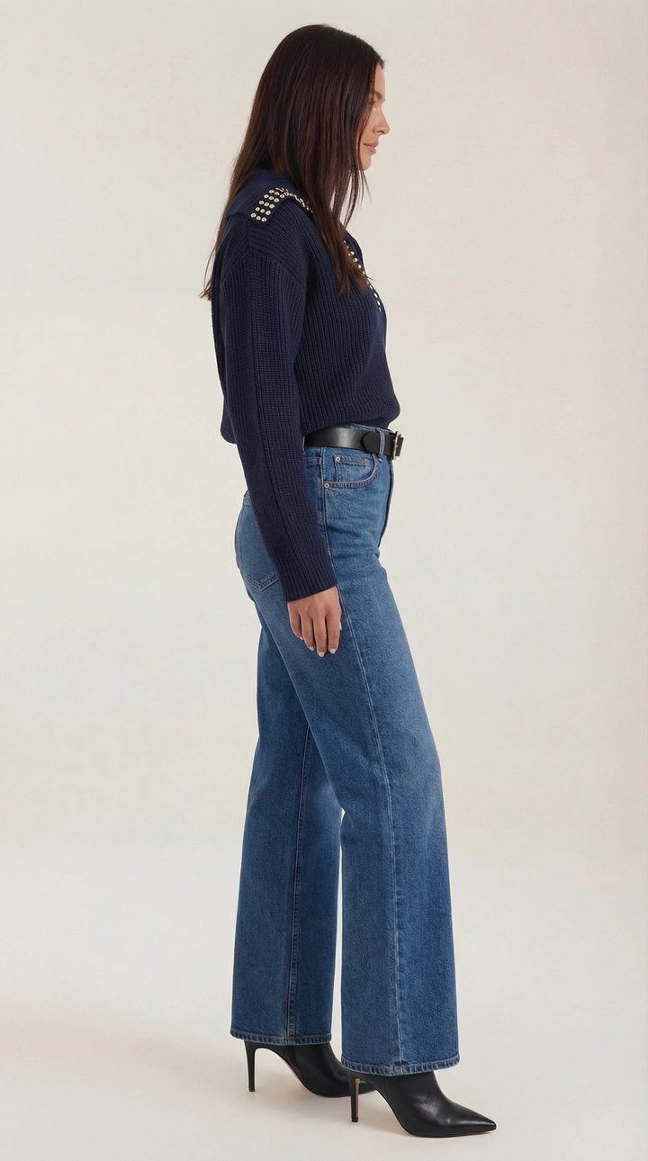 Darlene wool sweater with studded collar