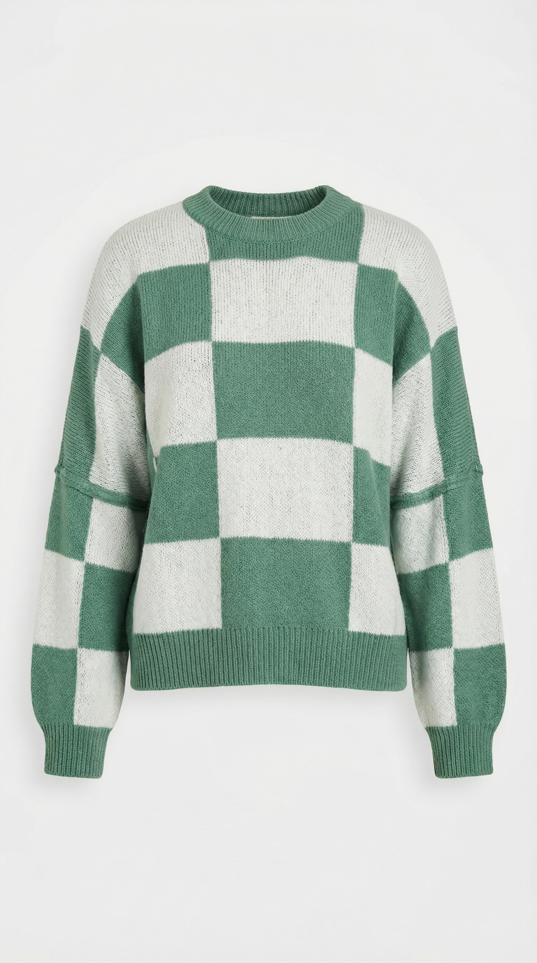 Knitted sweater with a check design