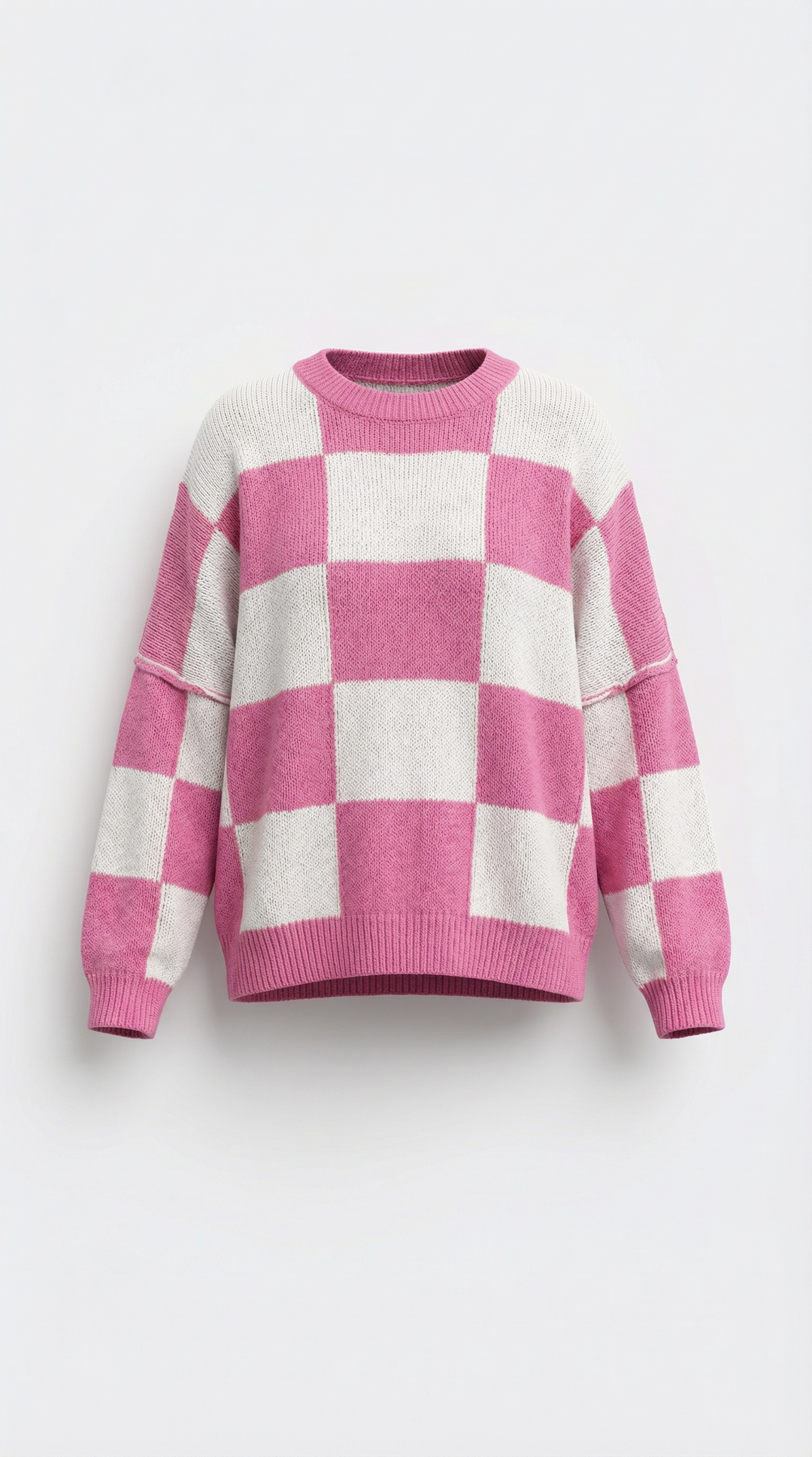 Knitted sweater with a check design
