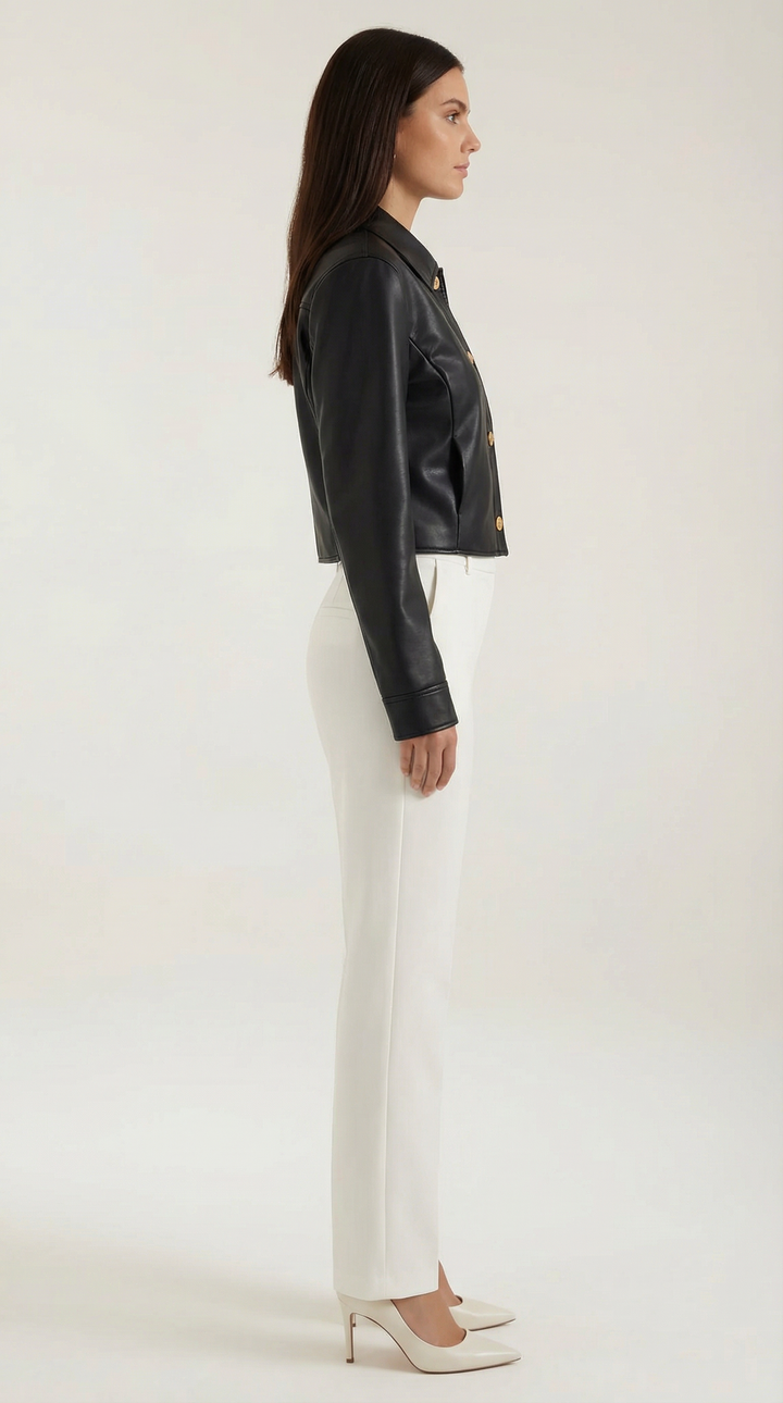 Heather Faux Leather Cropped Jacket