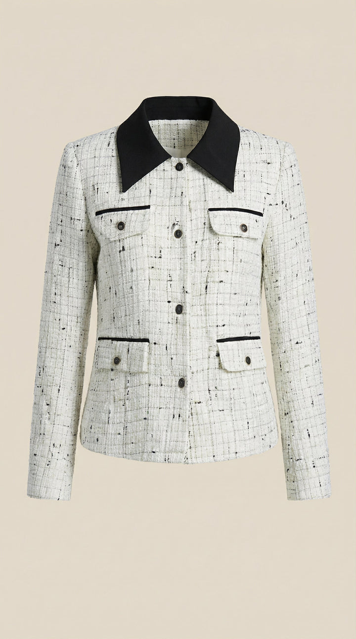 Heidi tweed jacket with contrast collar