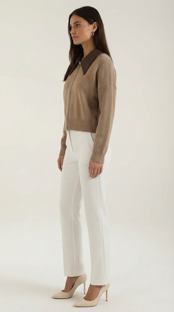 Knitted Short Jacket with Collar