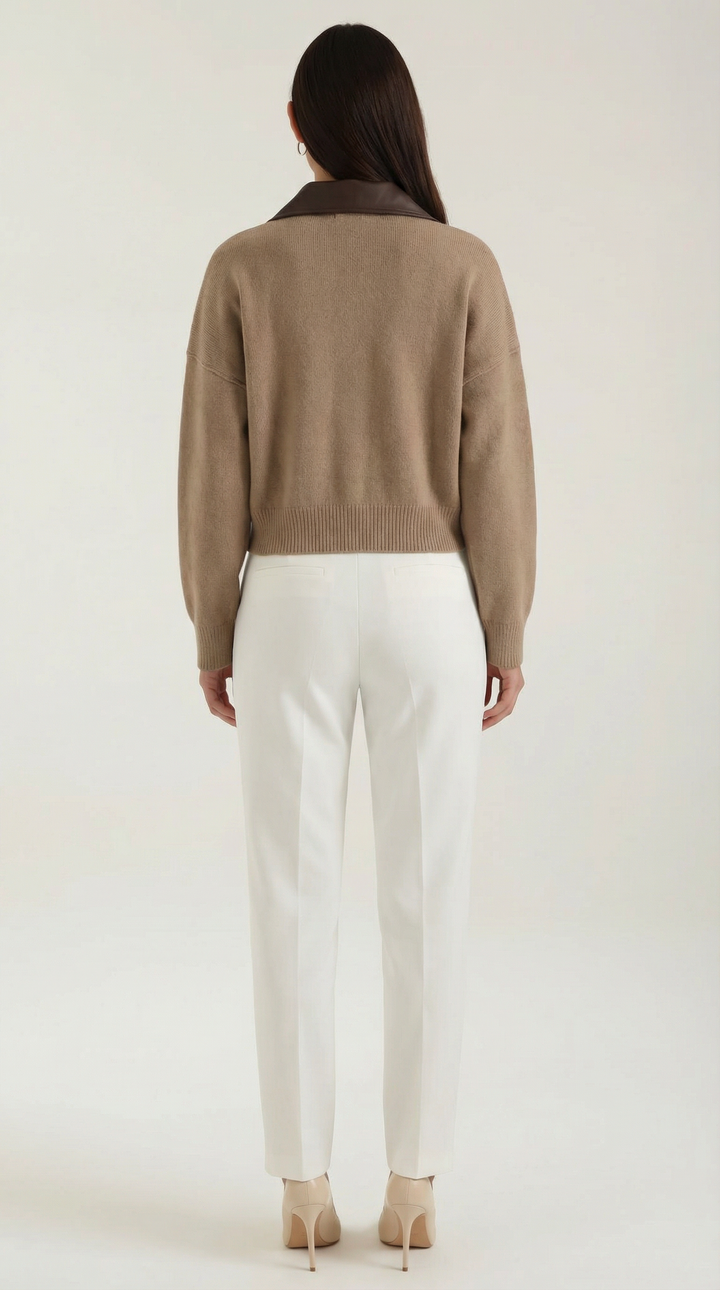 Knitted Short Jacket with Collar