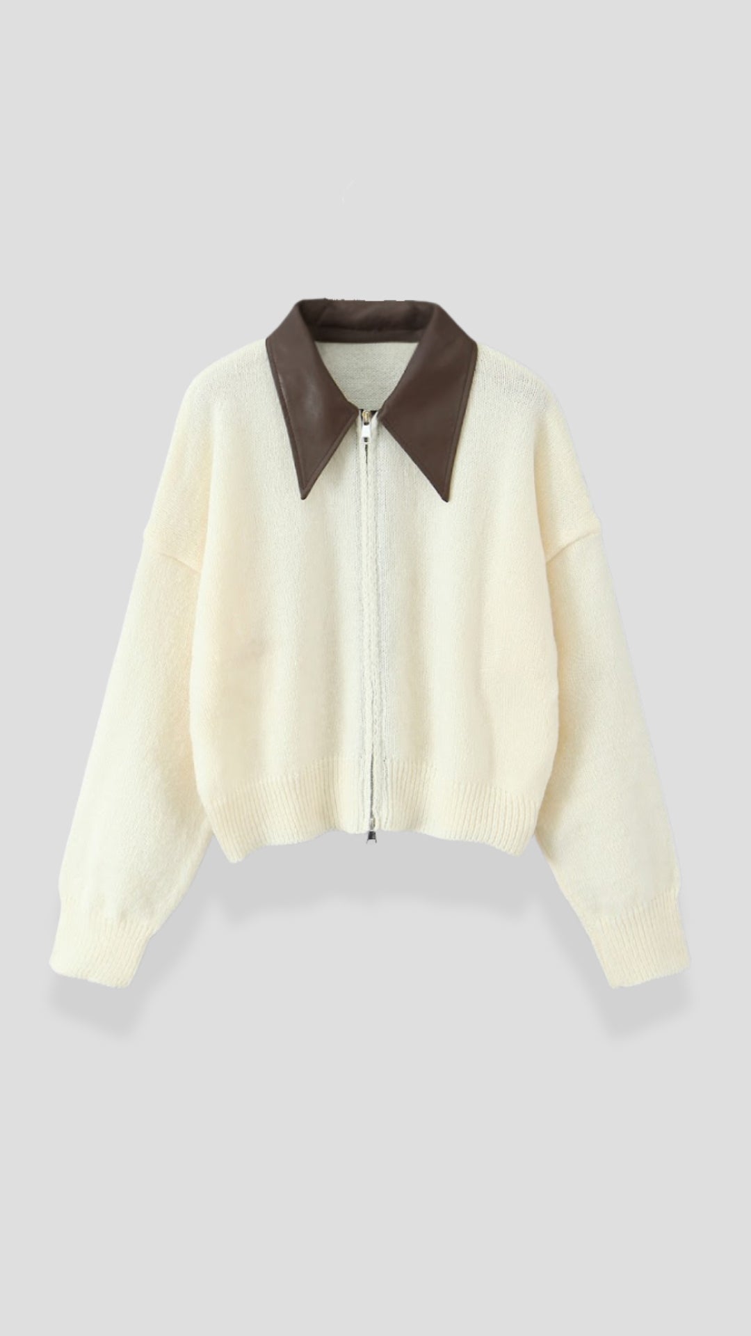Knitted Short Jacket with Collar