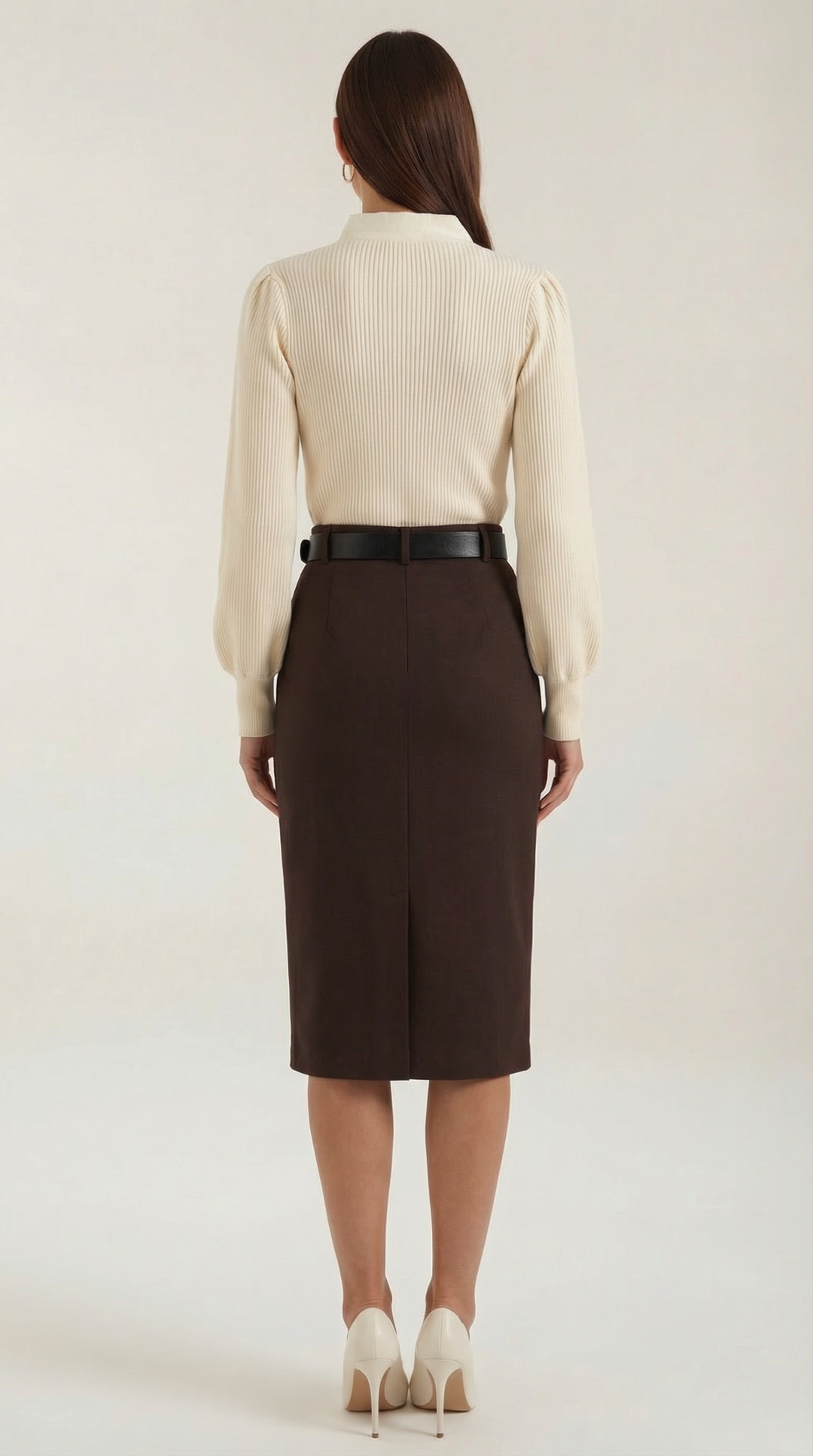 Jacqueline Rib-Knit Sweater with Decorative Tie