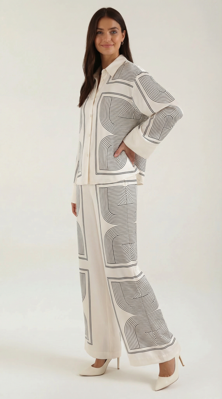 Jude Graphic Wide-Leg Trousers