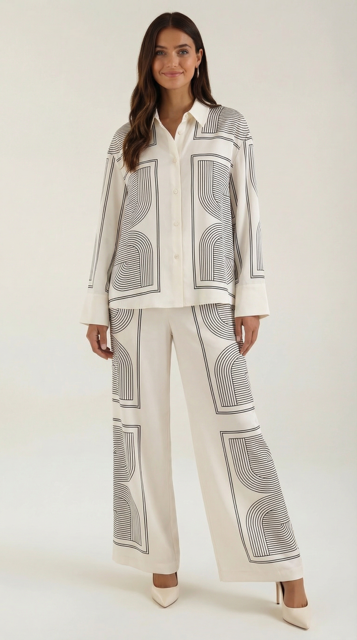 Jude Graphic Wide-Leg Trousers