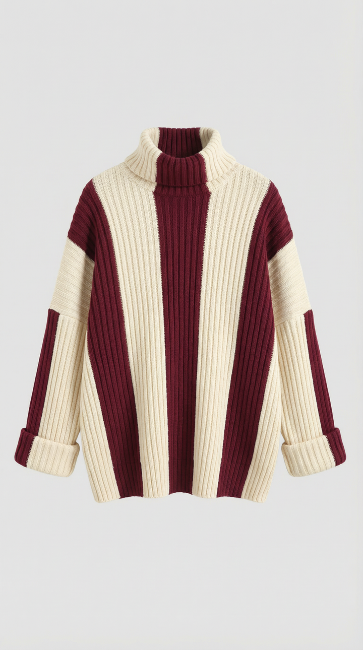 'June' Striped Oversized Turtleneck Sweater