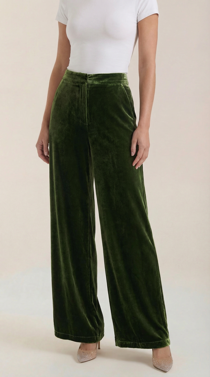 Nadine Velvet Wide-Leg Trousers