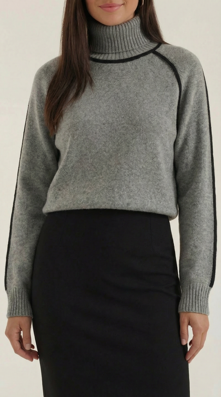 Roll-neck jumper with contrast detailing
