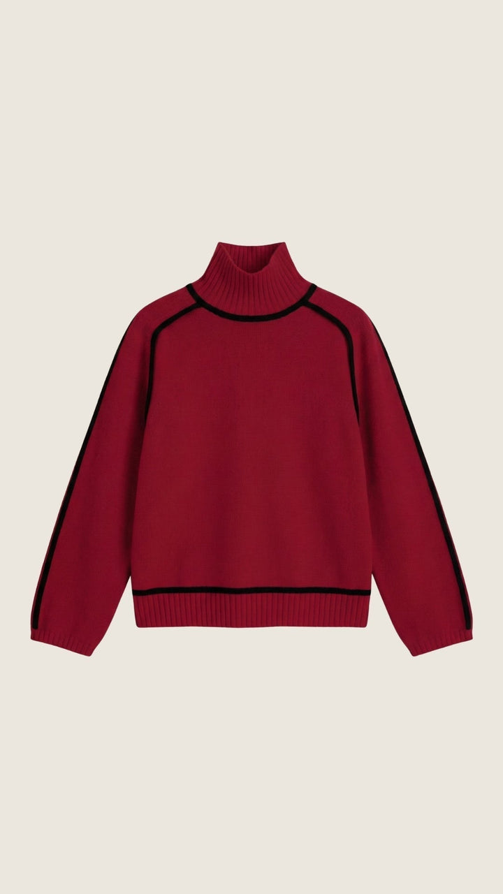 Roll-neck jumper with contrast detailing