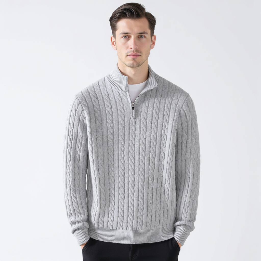 Thijs | Cable Knit Men's Jumper with Zip