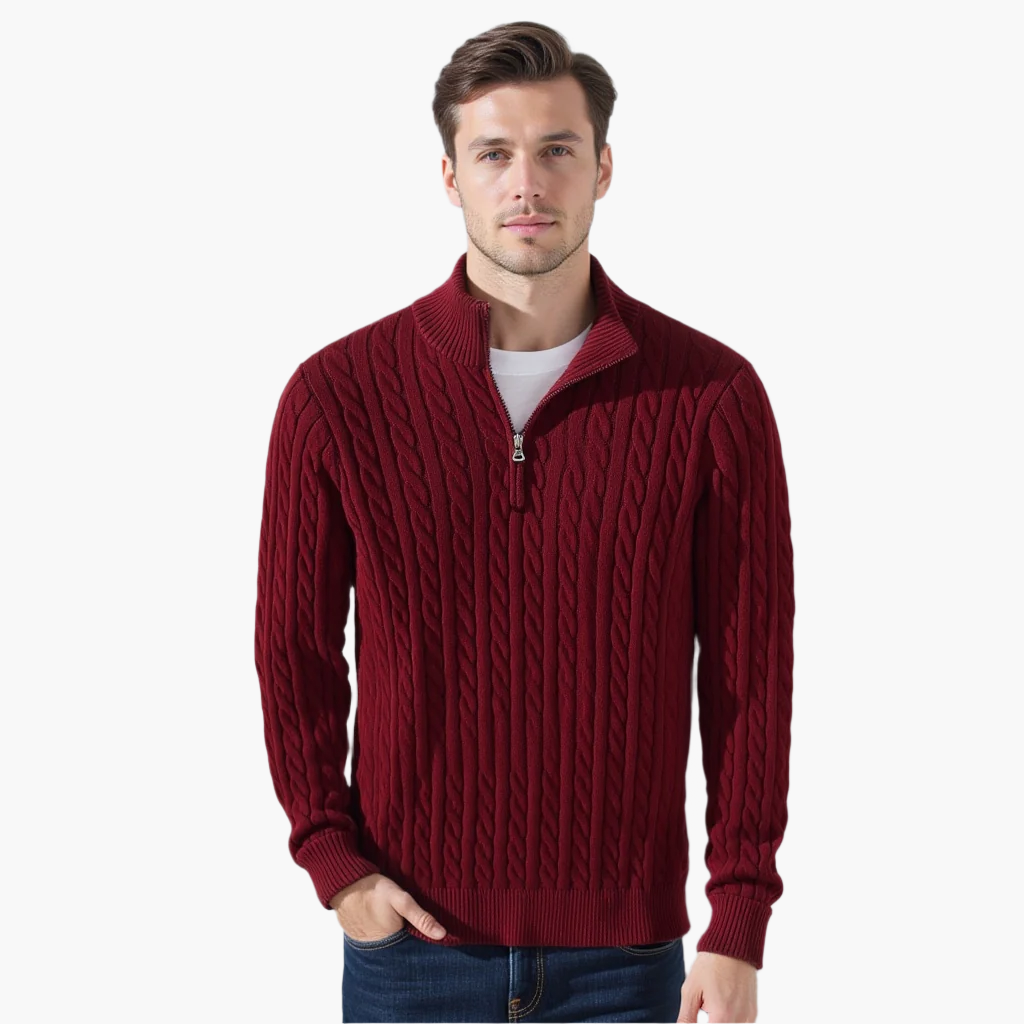 Thijs | Cable Knit Men's Jumper with Zip
